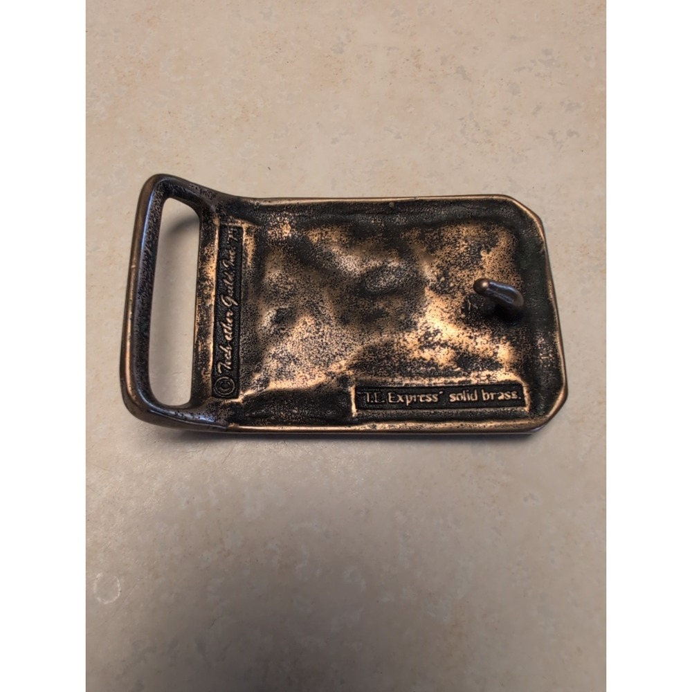 Tech Ether Guild Train Belt Buckle Railroad Mountain Solid Brass 1975 TE Express - Picture 3 of 5